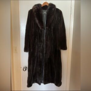Chocolate Brown Mink Fur Long Coat S/M